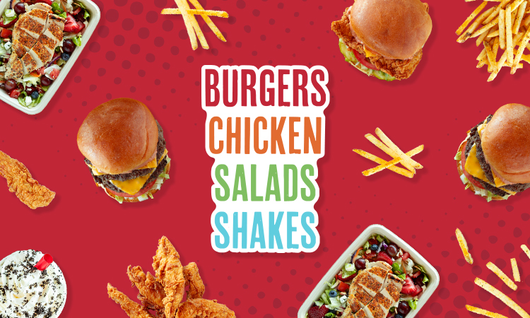 Burgers, Chicken, Salads, Shakes