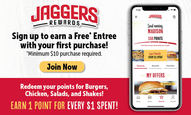 Sign up now for Jaggers Rewards