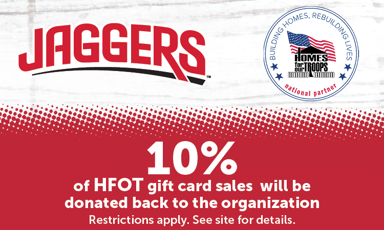 10% of Homes for Our Troops gift card sales will be donated back to the organization. Restrictions apply. See site for details.